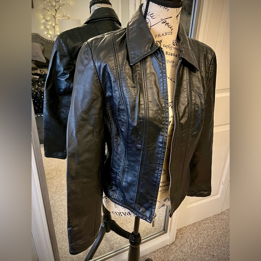 Moda International Black Leather Jacket